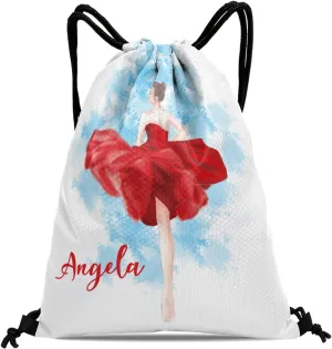 Personalized Drawstring Backpack Custom Name Elegant Woman Multifunctional Bag for Adult Baseball Picnic Camping