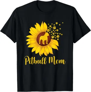Pitbull Mom - Sunflower Mother's Day Dog Trainer Puppy Lover T-Shirt