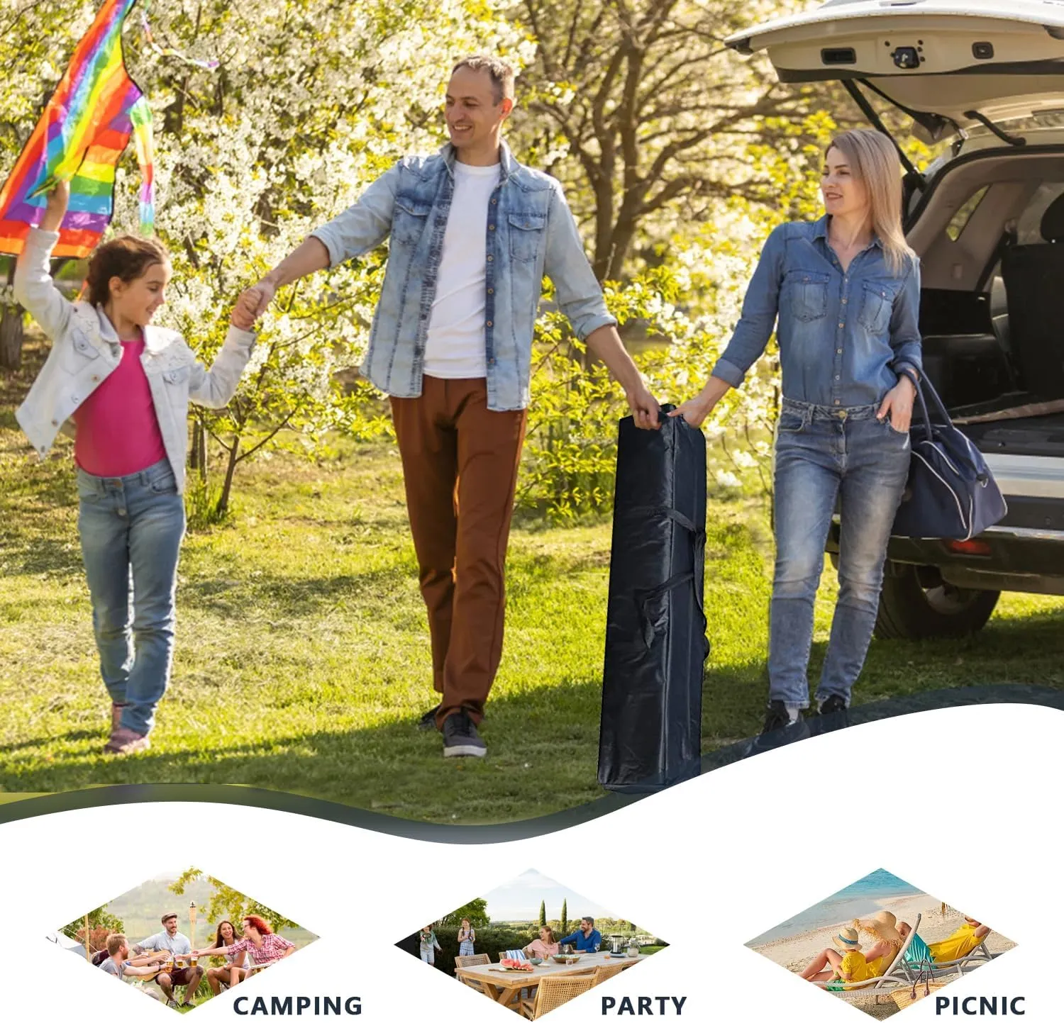 Pop-up Canopy Tent, Canopy Tent with Adjustable Height, Pop-up Tent 10x10, Windproof & Waterproof, Outdoor Canopy with Backpack Bag, 10x10 Tent for Patio Deck Garden and Beach, Pop Canopy Tent, White