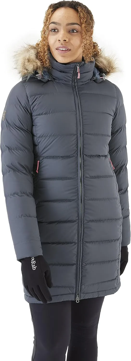 Rab Women's Deep Cover 700-Fill Long Down Parka Winter Coat for Hiking and Apres-Ski