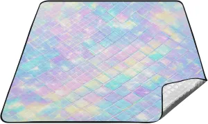Rainbow Dragon Scales Shimmering Waterproof Park Blanket Portable Park Foldable Mat for Ground Picnic Items Manta para hacer Picnic