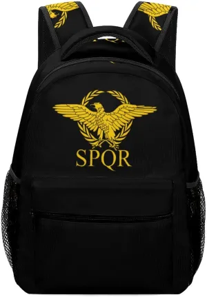 Roman Empire Senate SPQR Flag Laptop Backpack Fashion Shoulder Bag Travel Daypack Bookbags for Men Women