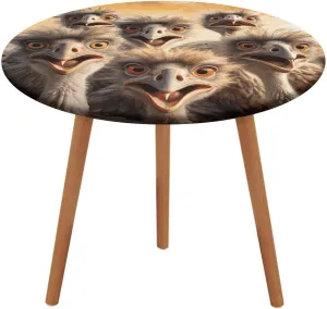 Round Fitted Tablecloth with Elastic Edge Stretch A Flock of Ostriches Waterproof Picnic Table Cover for Round Table Dining