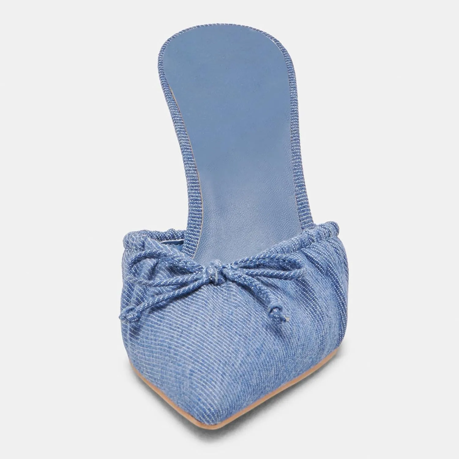 Ruched Kitten Heels for Women with Bows Comfortable Pointed Toe Mule Dressy Heels Sexy Slip on Stiletto Heels Pumps.