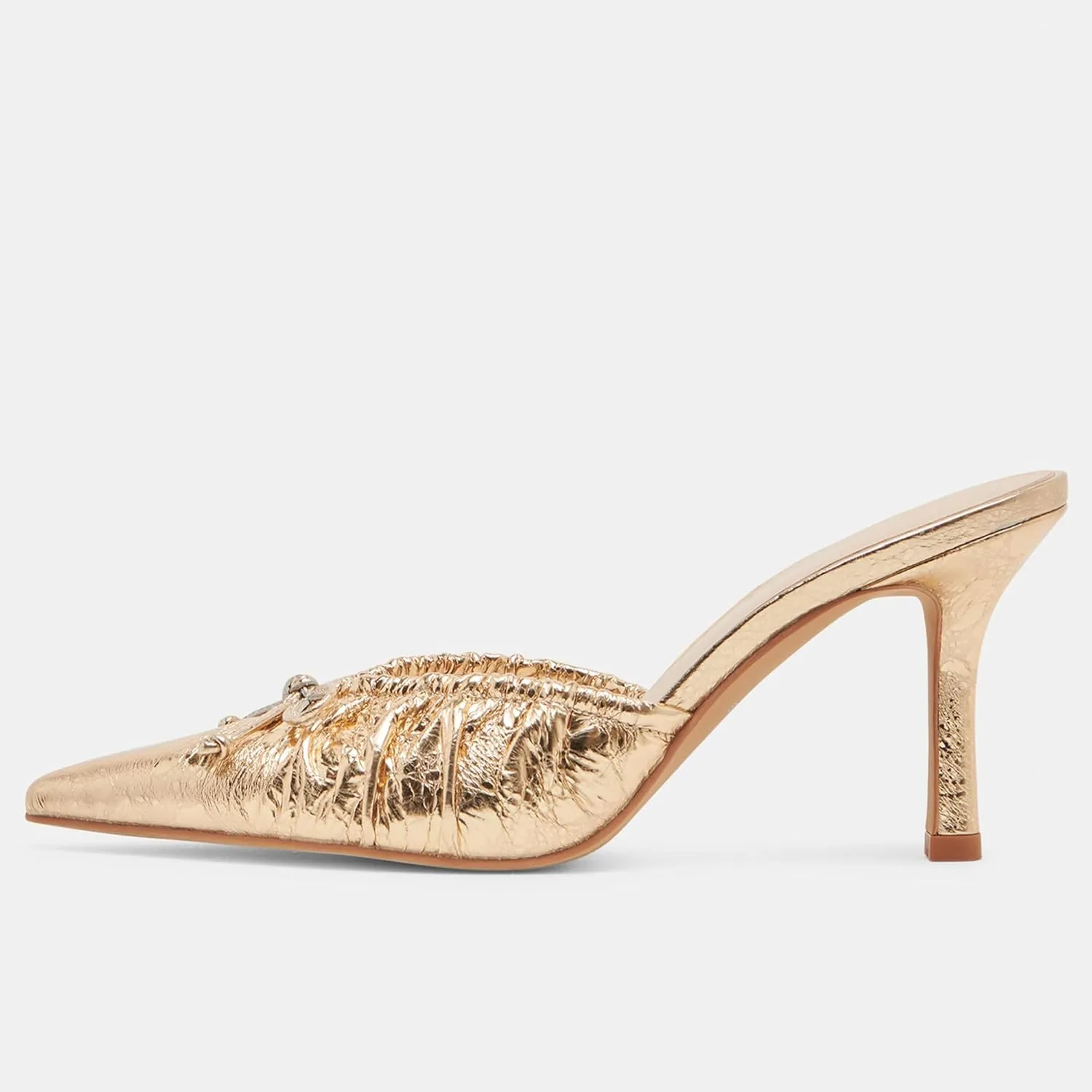 Ruched Kitten Heels for Women with Bows Comfortable Pointed Toe Mule Dressy Heels Sexy Slip on Stiletto Heels Pumps.