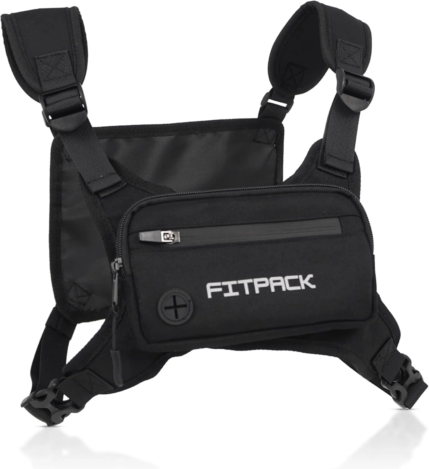 Running Vest for Men & Women, Lightweight Chest Bag for Phone Holder and Storage Vest, Water Resistant Cross Body Pack Running with Adjustable Shoulder Straps for Workouts and Training (Black)