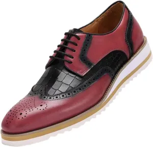 Santimon Mens Dress Shoes Genuine Leather Wingtip Brogue Oxfords – Elegant Business & Suit Footwear with Ultra-Comfort Cushioned Insole, Ideal for Weddings & Office