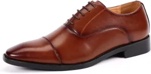 Santimon Men's Oxford Dress Classic Formal Business Cap Toe Leather Lined Derby Shoes