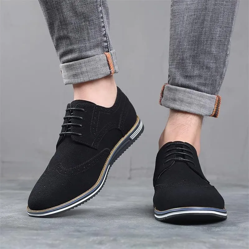 Santimon Men's Wingtip Oxfords Business Casual Dress Shoes Classic Formal Derby Sneaker Shoes
