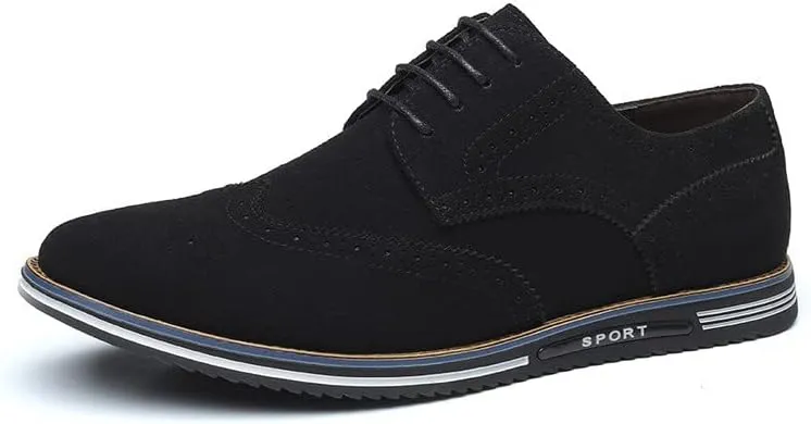 Santimon Men's Wingtip Oxfords Business Casual Dress Shoes Classic Formal Derby Sneaker Shoes