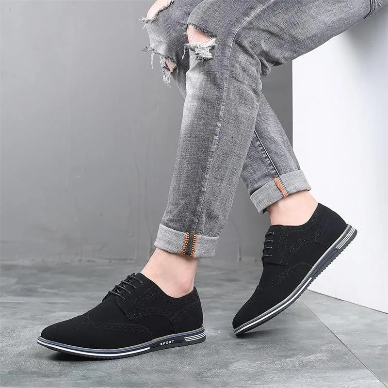 Santimon Men's Wingtip Oxfords Business Casual Dress Shoes Classic Formal Derby Sneaker Shoes