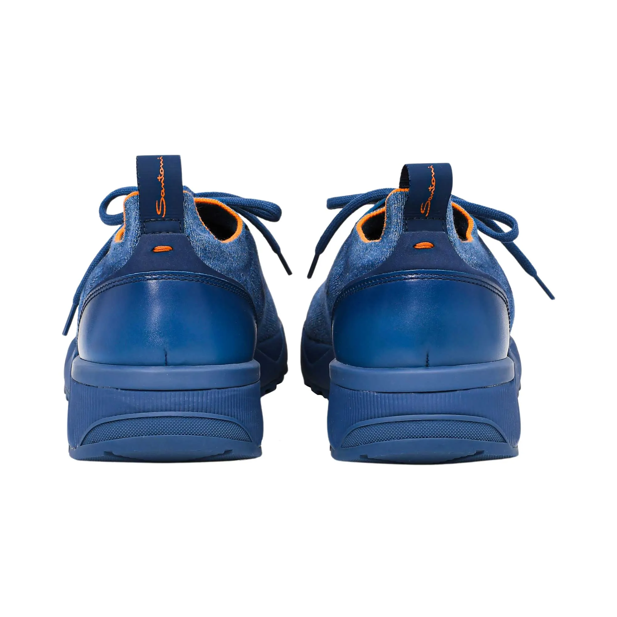Santoni Men's Knit Blue Sneaker