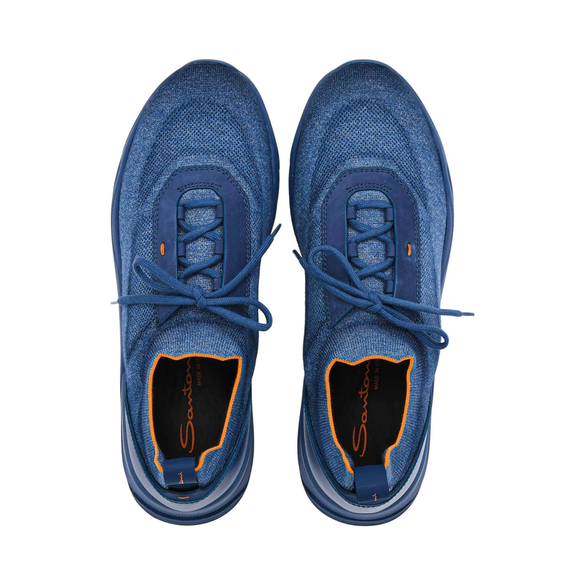 Santoni Men's Knit Blue Sneaker