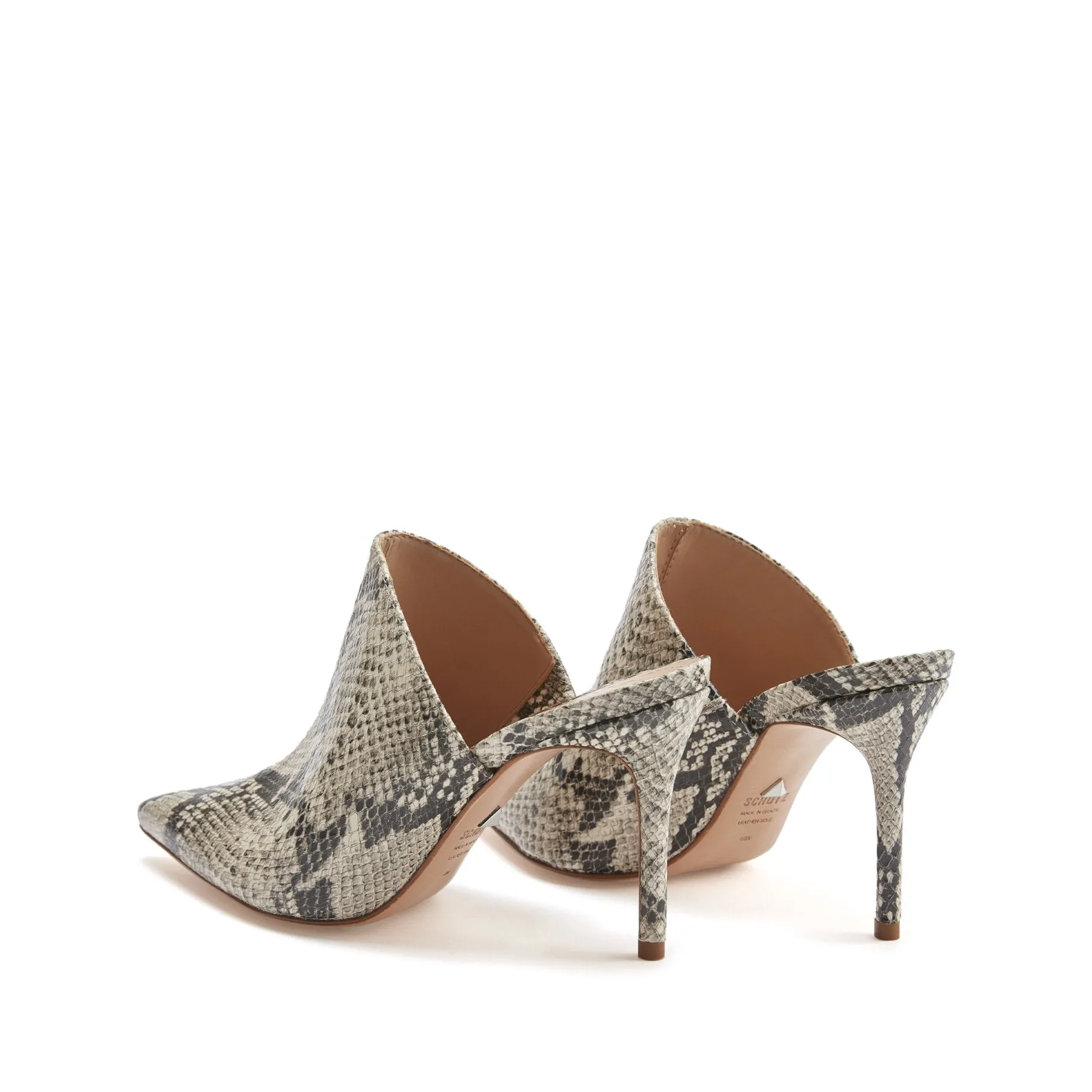 Schutz Toe Pointed Leather Snake Bardot Natural Mule Huge offer Mule On Slip Artistic Heeled