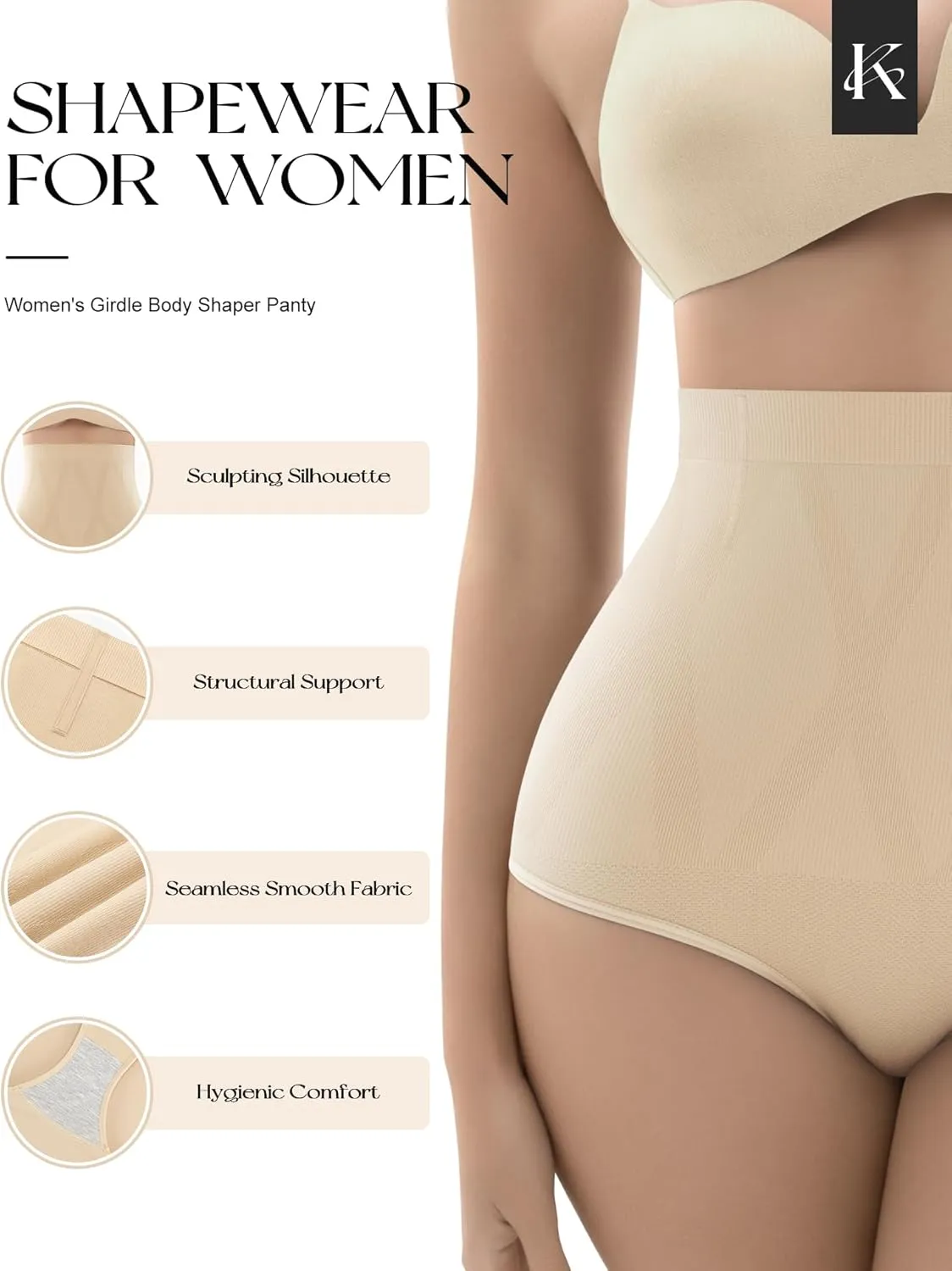 Shapewear for Women Tummy Control Seamless Underwear Panties High Waist Body Shaper Cotton Spanks Girdle Under Dress