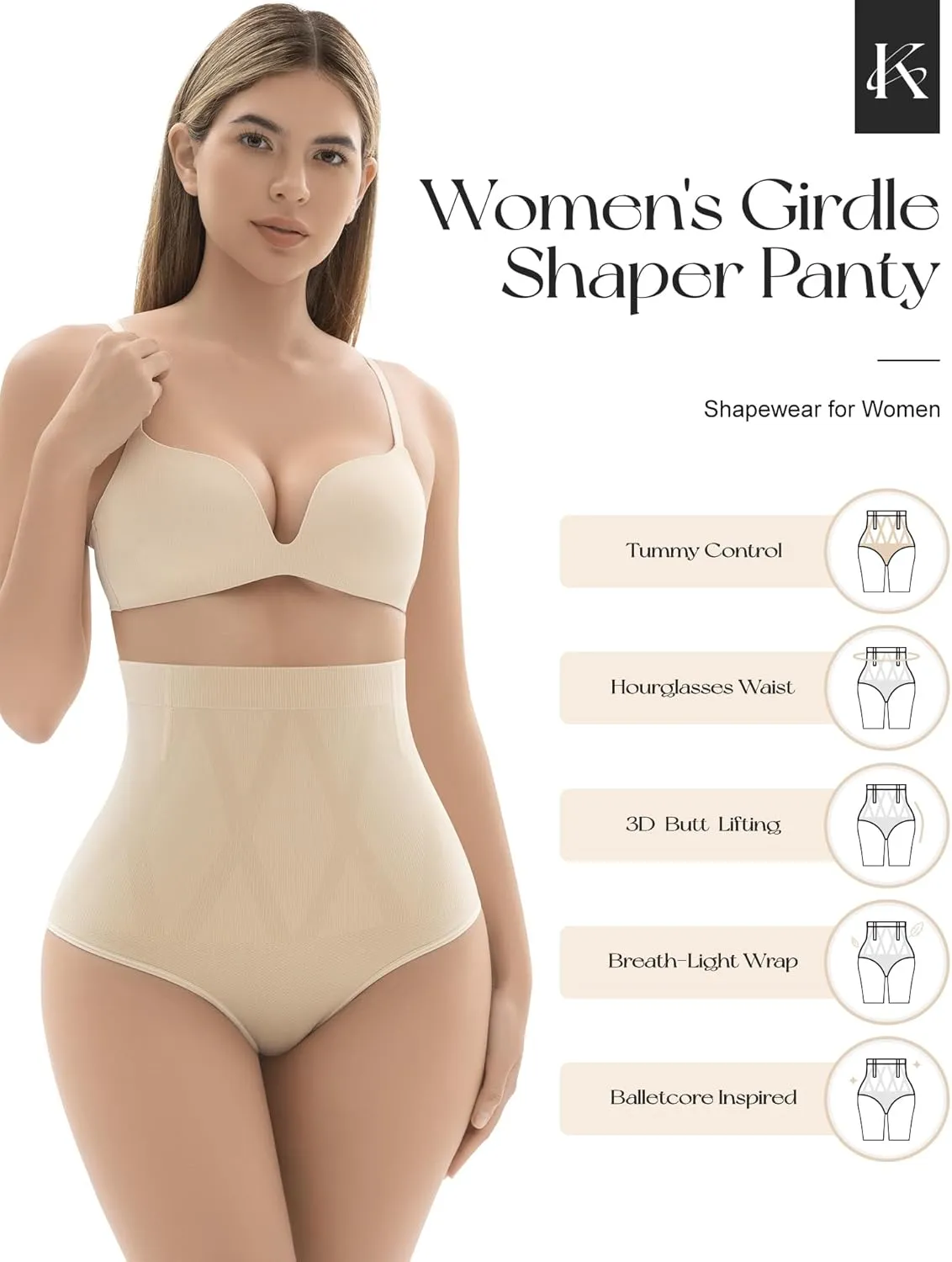 Shapewear for Women Tummy Control Seamless Underwear Panties High Waist Body Shaper Cotton Spanks Girdle Under Dress