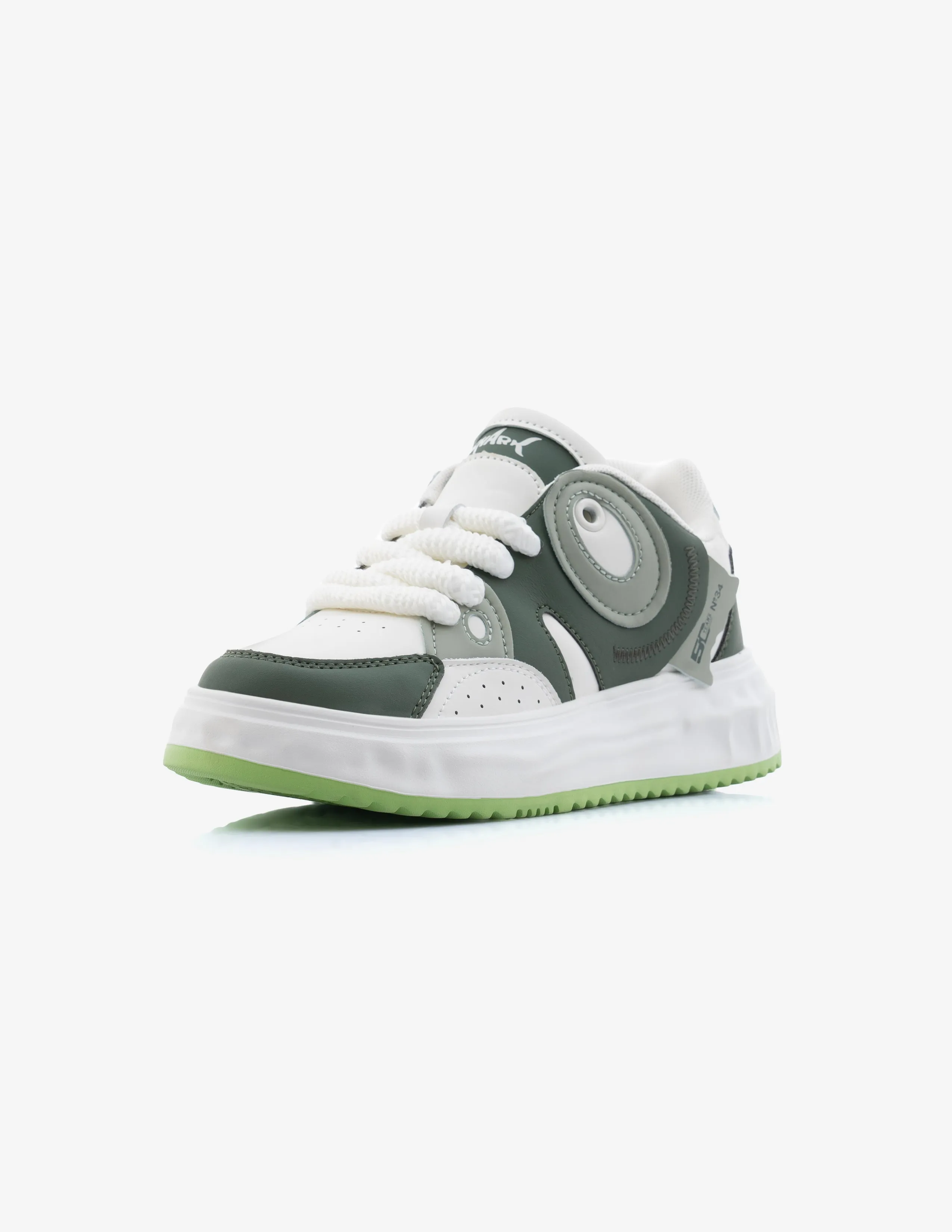 Shark Fury Women's Forest Green Low-Top Designer Sneakers
