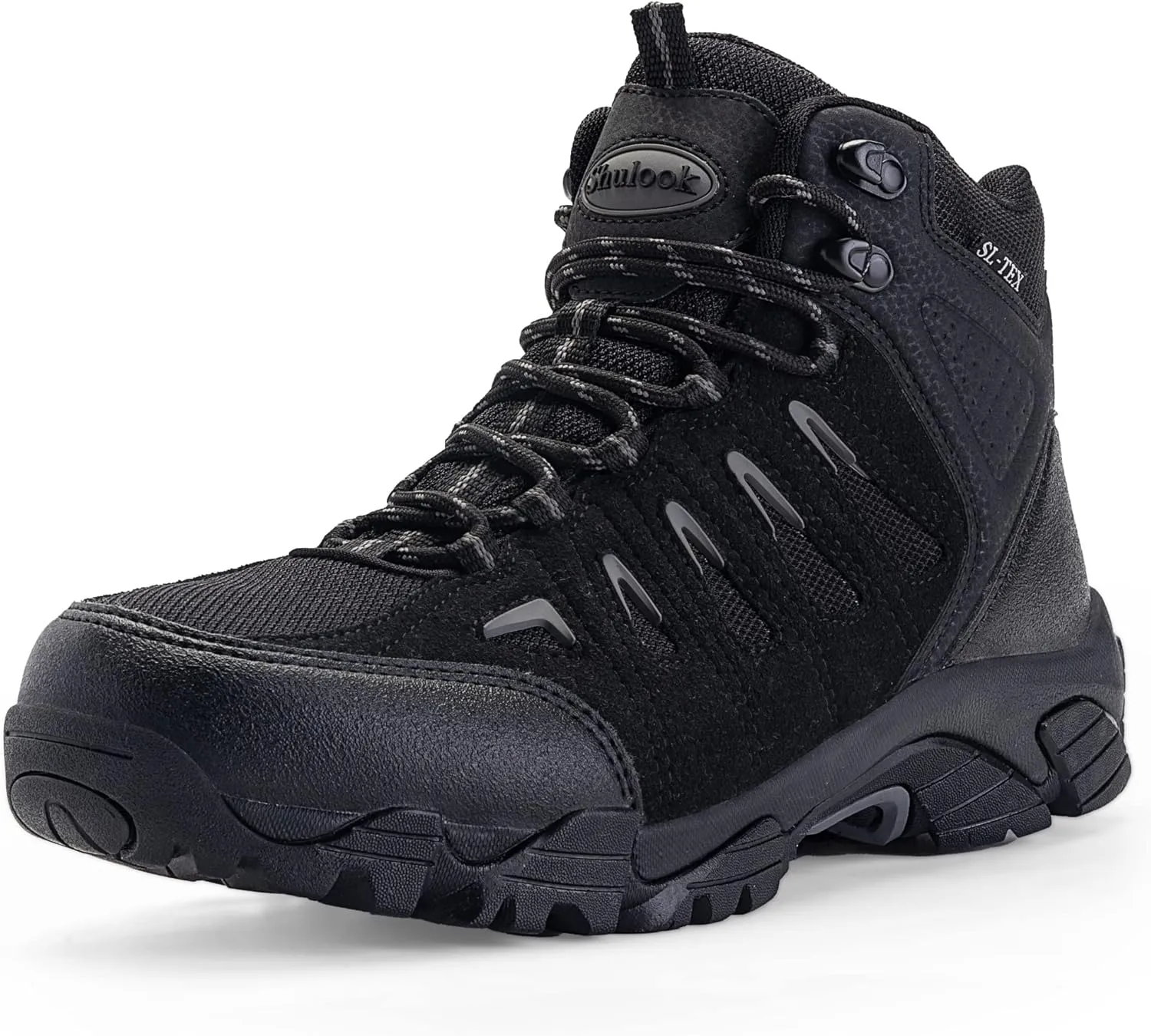 SHULOOK Men's Waterproof Hiking Boots Non-Slip Lightweight Outdoor Mid Top Ankle Boot Breathable Hiker Work Trekking Shoes