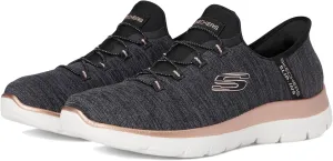 Skechers Sport Women's Women's Summits-Millionaire Hands Free Slip-INS Sneaker, Black/Rose Gold=BKRG, 10