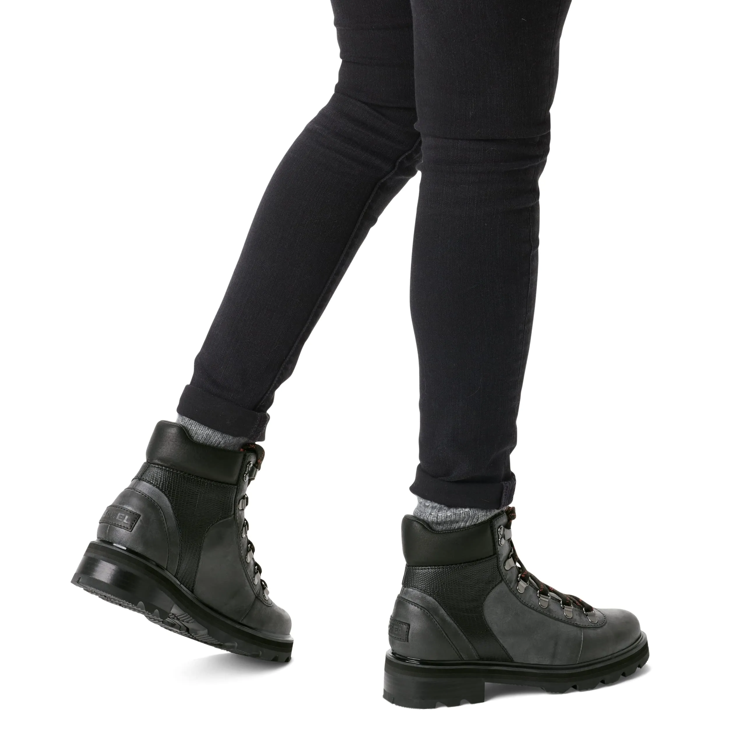 Sorel Women's Lennox Hiker Waterproof Boot - Black, Warp Red - Size 7