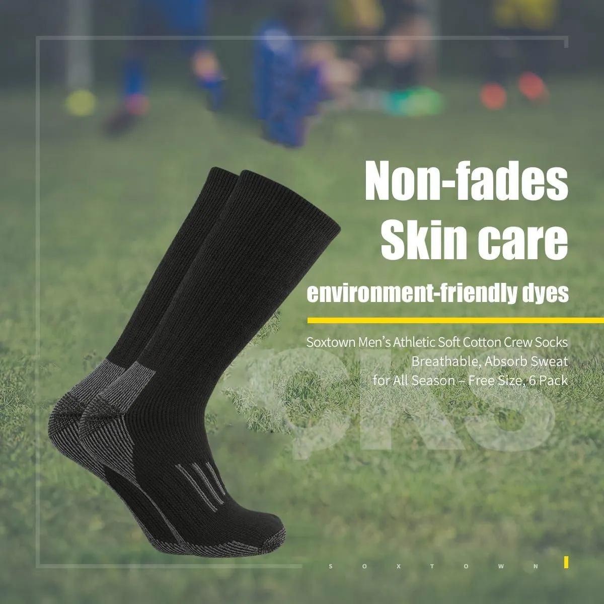 SOX TOWN Men's Merino Wool Cushion Crew Socks Moisture Wicking Control for Outdoor Hiking Work Boot Thermal Warm All Seasons