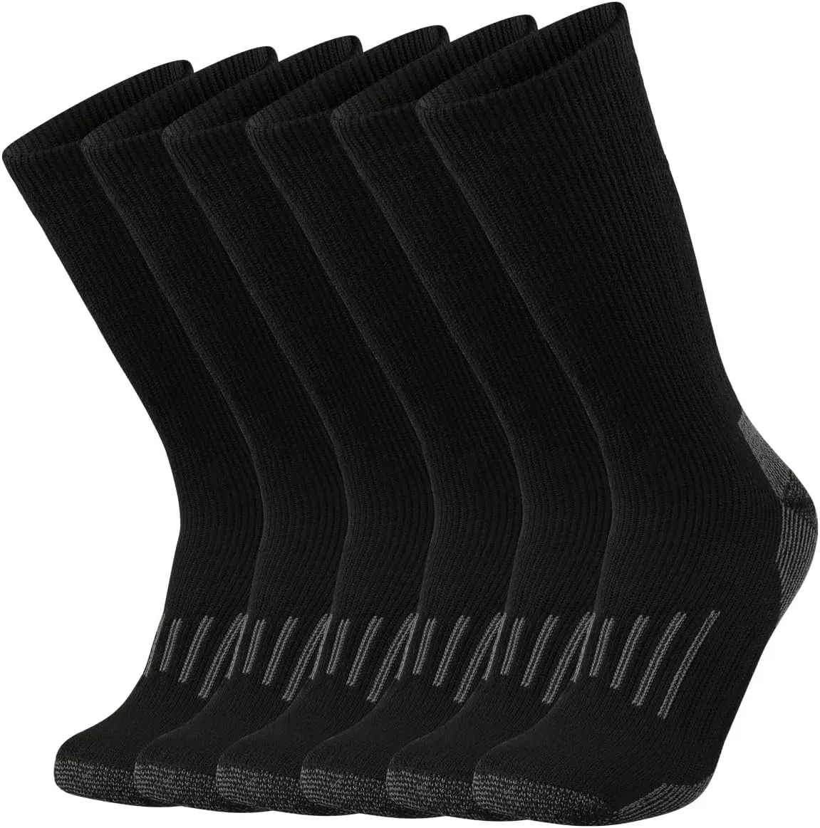 SOX TOWN Men's Merino Wool Cushion Crew Socks Moisture Wicking Control for Outdoor Hiking Work Boot Thermal Warm All Seasons