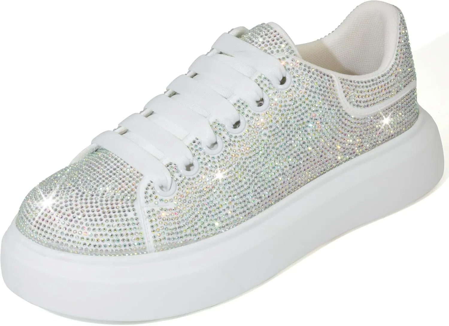 Sparkle Rhinestone Sneakers for Women Platform Rhinestone Fashion Glitter Sneakers Bling Fashion Tennis Shoes Wedding Party Bride Dress