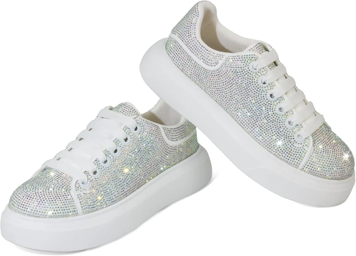 Sparkle Rhinestone Sneakers for Women Platform Rhinestone Fashion Glitter Sneakers Bling Fashion Tennis Shoes Wedding Party Bride Dress