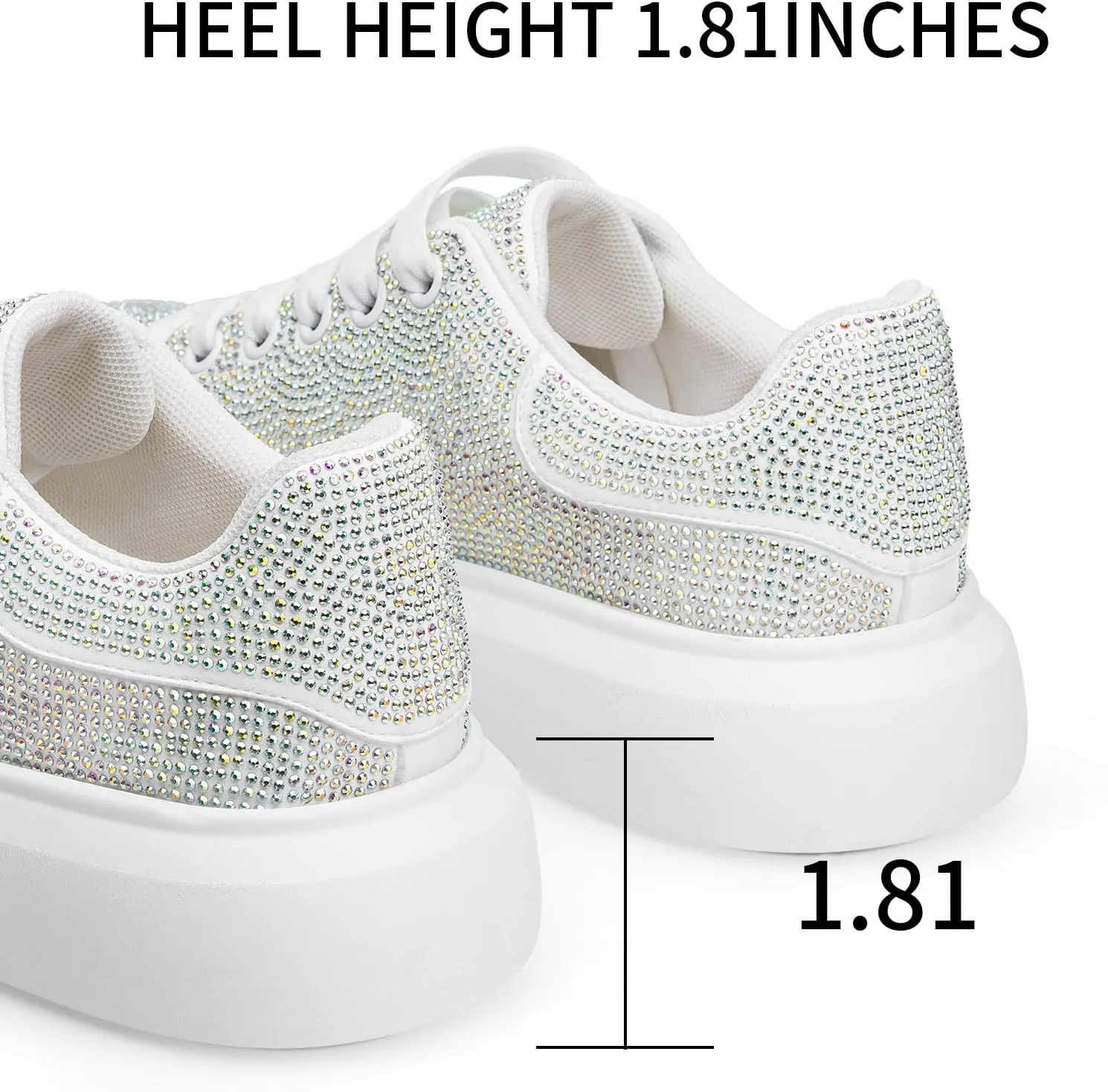 Sparkle Rhinestone Sneakers for Women Platform Rhinestone Fashion Glitter Sneakers Bling Fashion Tennis Shoes Wedding Party Bride Dress