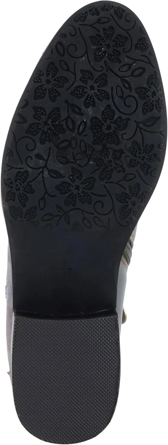 Spring Step L'Artiste Xenia Women's Lace-Up Oxford Bootie - Classic Menswear with Floral Print Shaft
