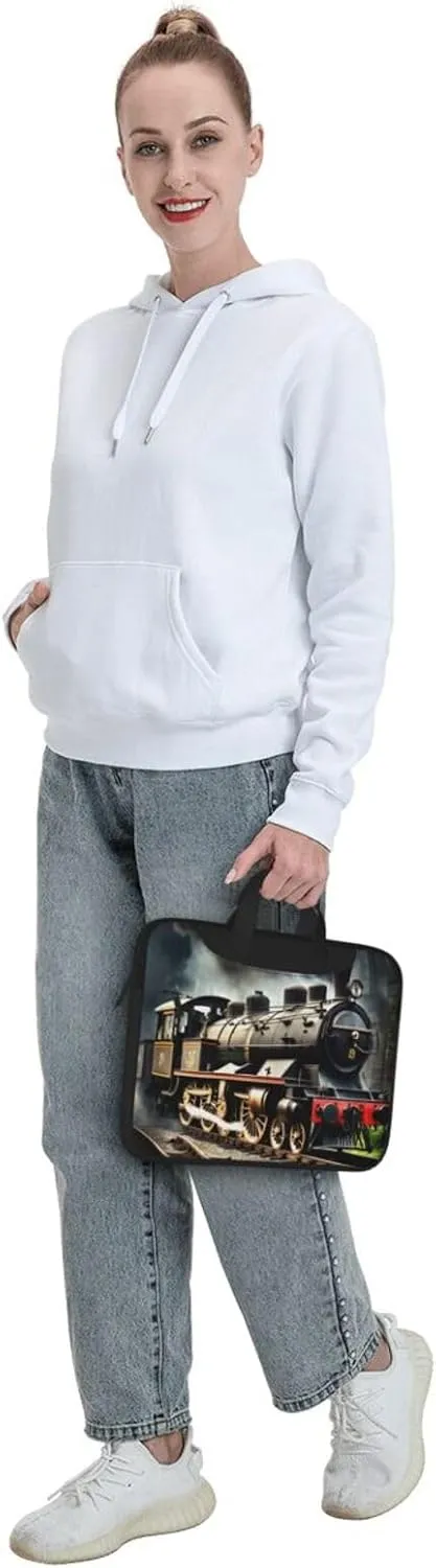Steam Locomotive Train Print Laptop Bag Laptop Case Shoulder Laptop Bag with Padded Protection Spacious Pockets