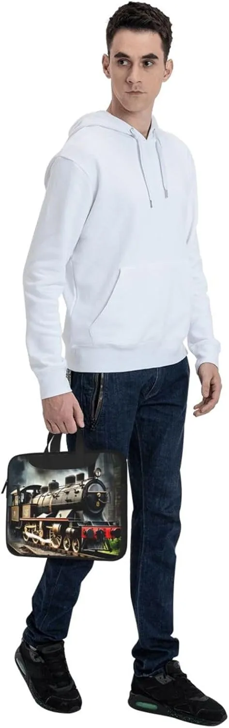 Steam Locomotive Train Print Laptop Bag Laptop Case Shoulder Laptop Bag with Padded Protection Spacious Pockets