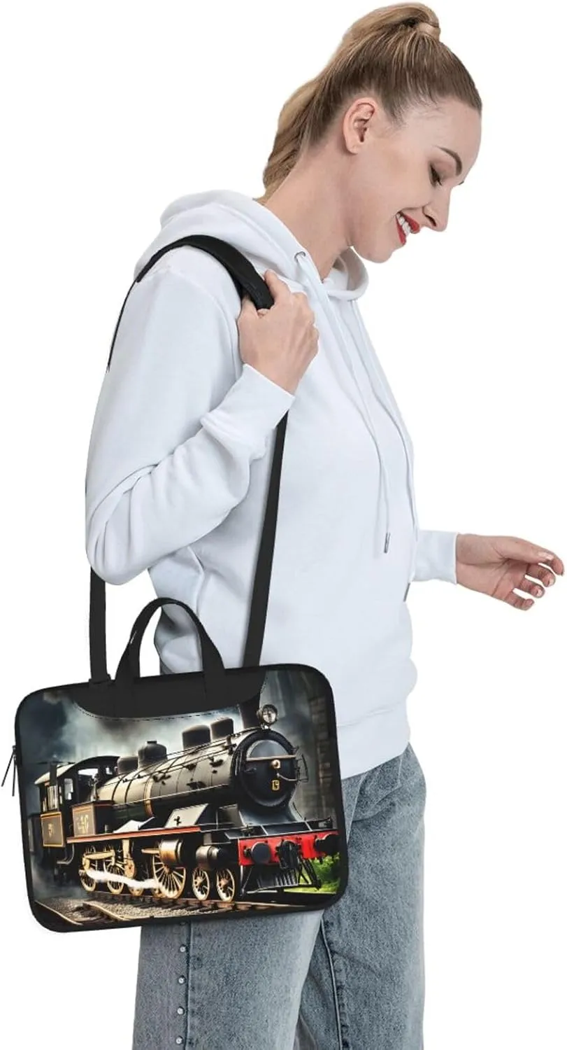 Steam Locomotive Train Print Laptop Bag Laptop Case Shoulder Laptop Bag with Padded Protection Spacious Pockets
