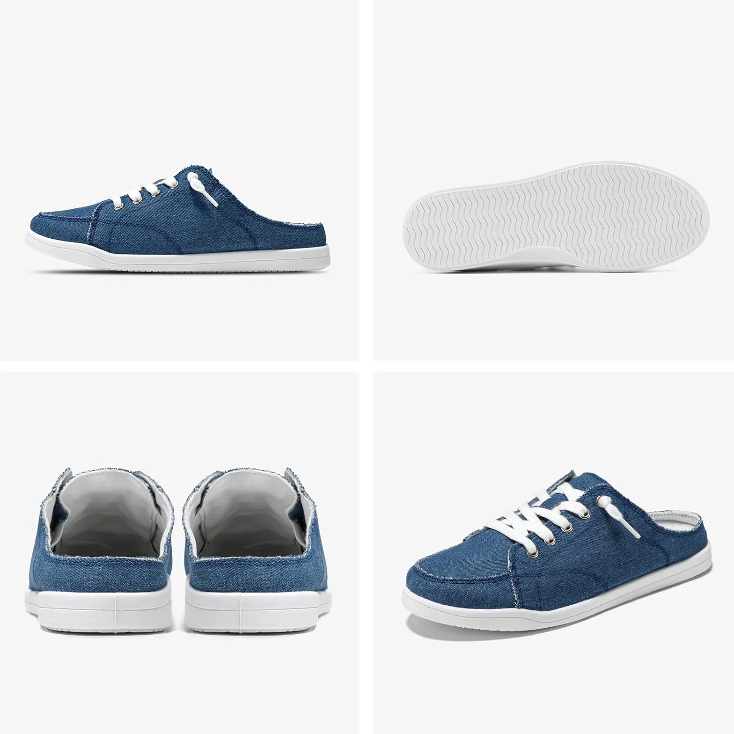 STQ Mules for Women Slip On Sneakers Backless Canvas Shoes Comfort Casual Tennis Shoes, Denim Blue Size US 7
