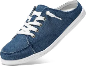 STQ Mules for Women Slip On Sneakers Backless Canvas Shoes Comfort Casual Tennis Shoes, Denim Blue Size US 7