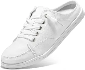 STQ White Slip On Shoes for Women Memory Foam Casual Backless Fashion Canvas Tennis Sneakers, Vanilla White Size 6