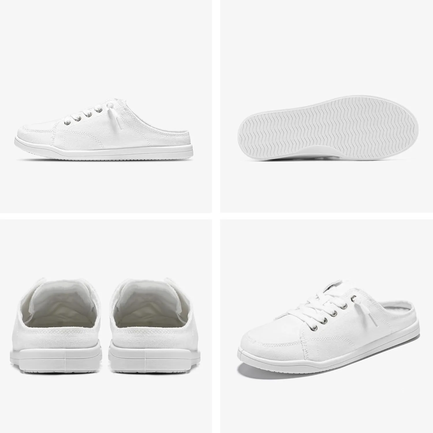 STQ White Slip On Shoes for Women Memory Foam Casual Backless Fashion Canvas Tennis Sneakers, Vanilla White Size 6