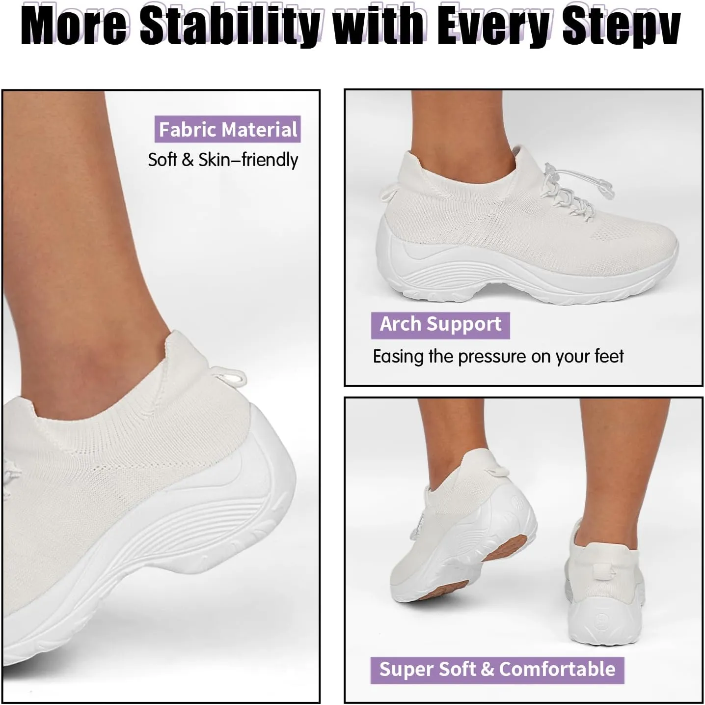 STUNAHOME Orthopedic Sneakers Breathable Women Walking Shoes Slip on Trainers Women's Comfortable Casual Ladies Athletic Shoe Thick Bottom