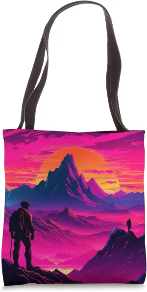 Sunrise Mountain Art: Hiker Silhouette & Nature Decor Tote Bag