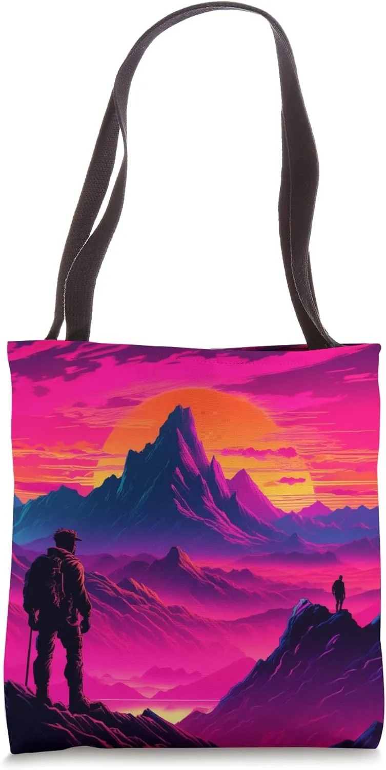 Sunrise Mountain Art: Hiker Silhouette & Nature Decor Tote Bag