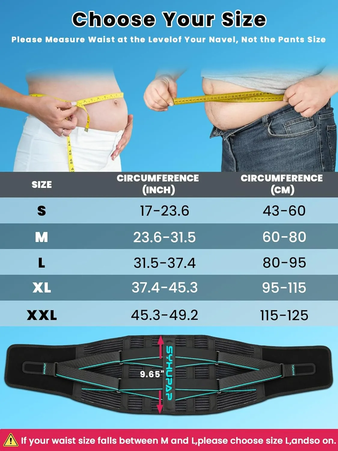 SYXUPAP Back Support Belt for Men Women, Back Brace for Lower Back Pain Relief from Sciatica, Hernated Disc, Scoliosis, Dual Adjustable and Breathable