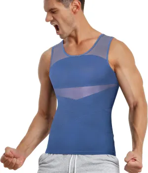 TAILONG Men's Compression Shirt for Body Shaper Slimming Vest Tight Tummy Underwear Tank Top