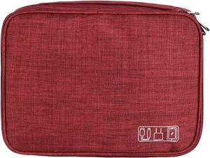 Three-layer digital bag, multi-function data cable storage bag, power bank, headset storage bag, burgundy