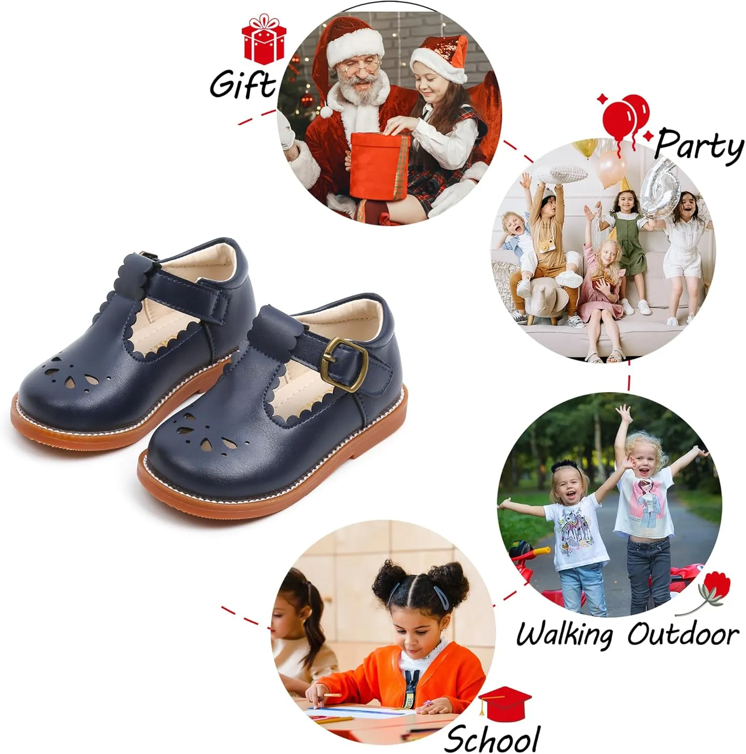 Toddler Girl Mary Jane Dress Shoes-Little Girl School Uniform Shoes for Wedding Party
