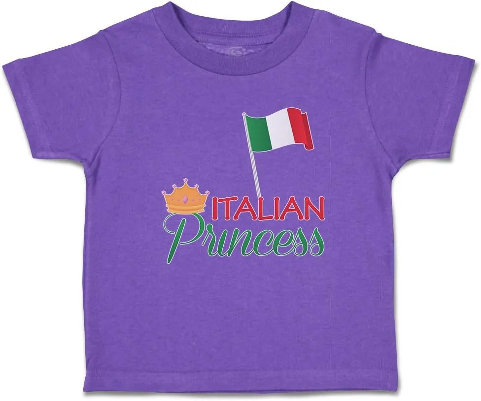 Toddler T-Shirt Flags Italian Princess with National Flag and Prince Crown Crown