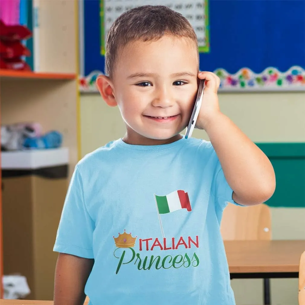 Toddler T-Shirt Flags Italian Princess with National Flag and Prince Crown Crown