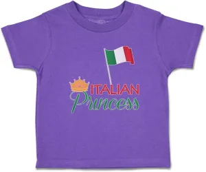 Toddler T-Shirt Flags Italian Princess with National Flag and Prince Crown Crown