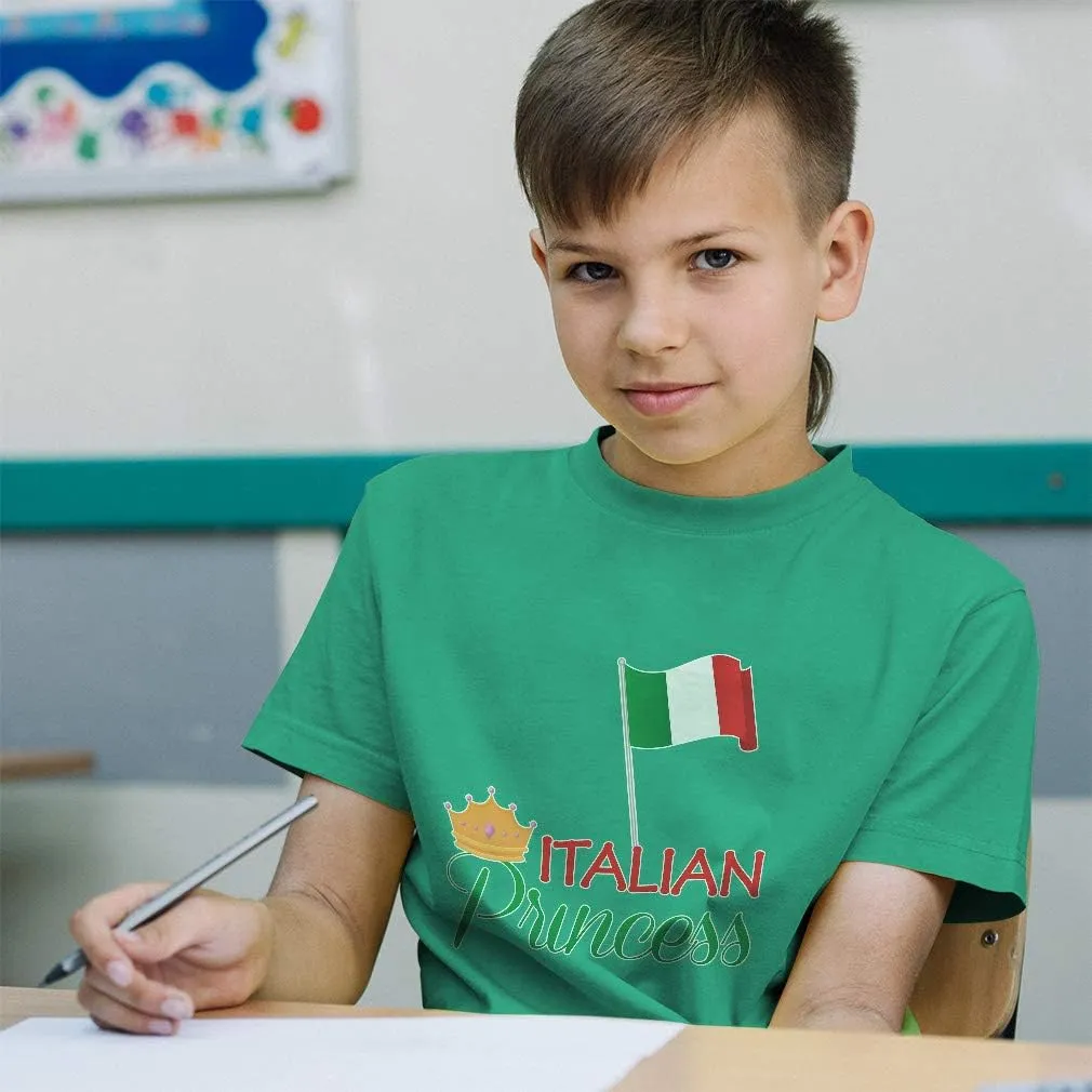 Toddler T-Shirt Flags Italian Princess with National Flag and Prince Crown Crown