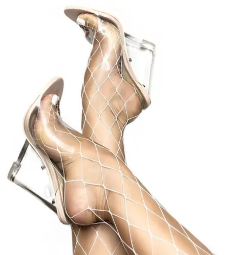 Toe Lucite Heel Sandals Open Wedge Mules Secure platform Voice-activated Transparent Cape Robbin Clear Pump