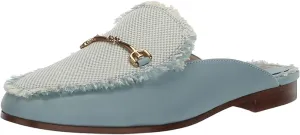 Toe Slip Linnie On Mules Robin Fray Dress Egg Blue Shoes Edelman Sam Flat High-end Round Quick turnaround